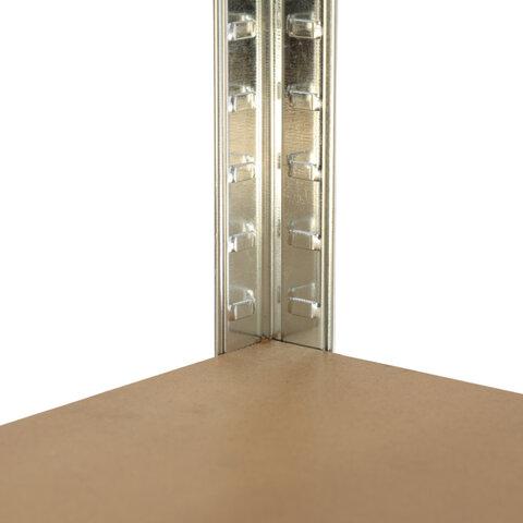 Стеллаж металлический BOOMHOUSE (БУМХАУС) безболтовой, 2000x1000x400 мм, 5 полок МДФ, нагрузка на стеллаж до 875 кг, серебристый, 291414