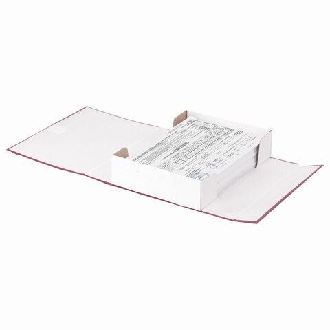 Короб архивный А4 (240х330 мм), 70 мм, 2 завязки, бумвинил, до 600 листов, бордовый, 122036