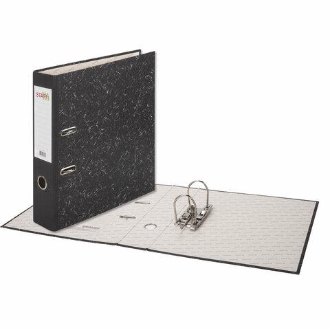 Папка-регистратор STAFF Basic БЮДЖЕТ с мраморным покрытием, 70 мм, без уголка, черный корешок, 880907