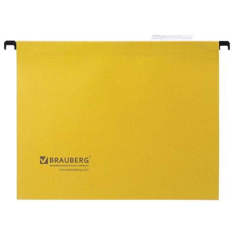 Подвесные папки А4 (350х245 мм), до 80 листов, КОМПЛЕКТ 10 шт., желтые, картон, BRAUBERG (Италия), 231790