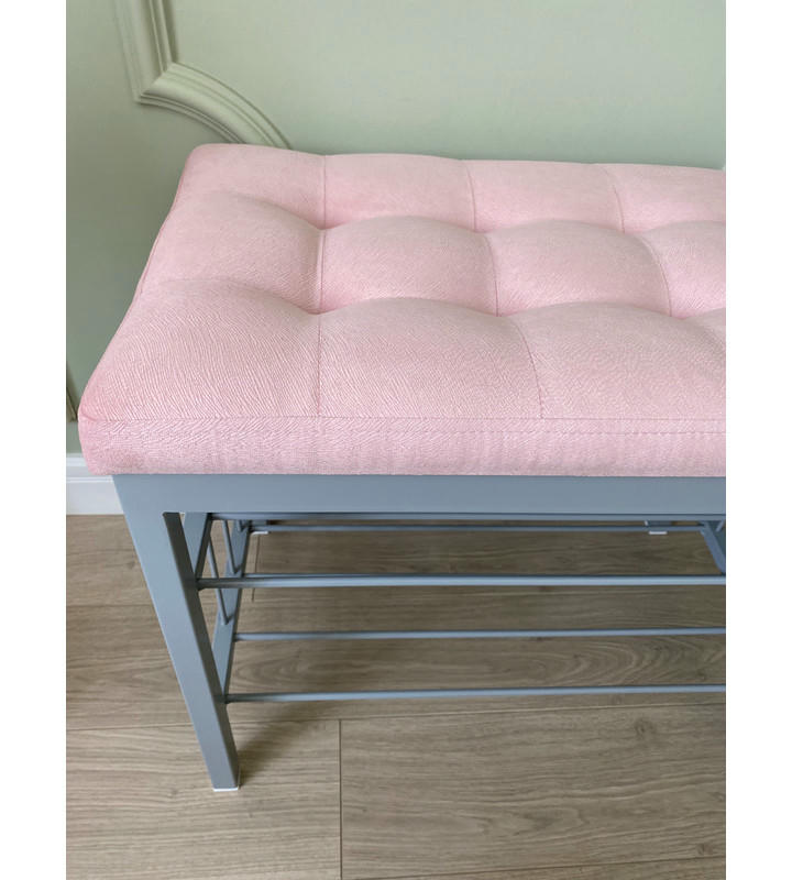 Банкетка Сканди-60-2-х полочная (светло-розовый/серый)