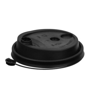 Крышка с питейником для бумажного стакана, ДИАМЕТР 80 мм, матовая черная, ПП, ВЗЛП, 3002М/Ч