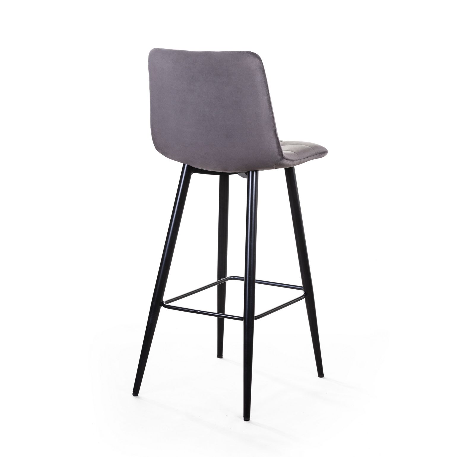 Стул барный Уно, бархат светло-серый 26 / чёрный конус