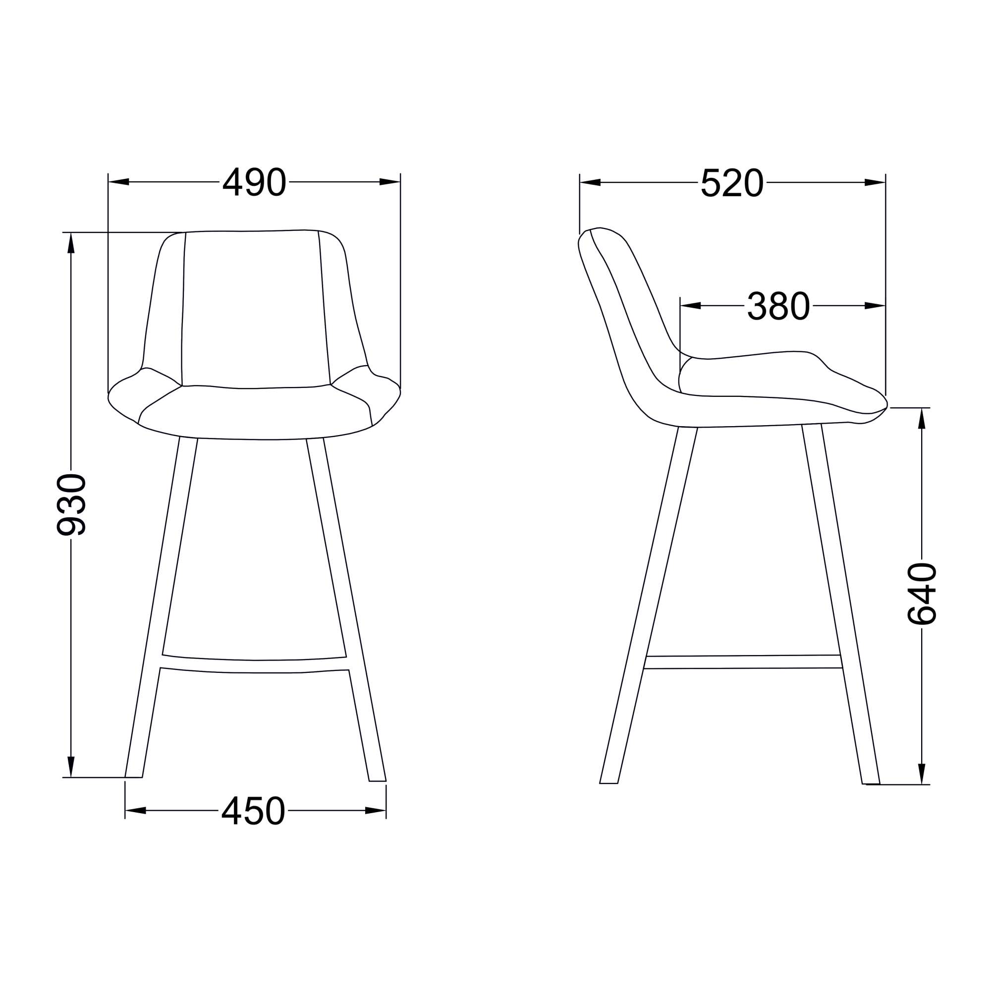 Стул барный Leros, серый, велюр