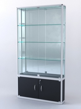 Витрина "ПРЯМОУГОЛЬНАЯ" №2-200-3 (задняя стенка - зеркало), Черный