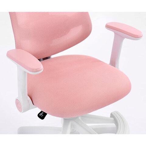 Кресло детское с подставкой для ног BRABIX KIDS "MG-215", сетка/ткань TW, розовое, 533311