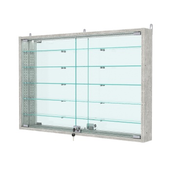 Витрина настенная с регулировочными полками №3-8АУ-РЕГ с зеркалом с подсветкой, Метрополитан Грей