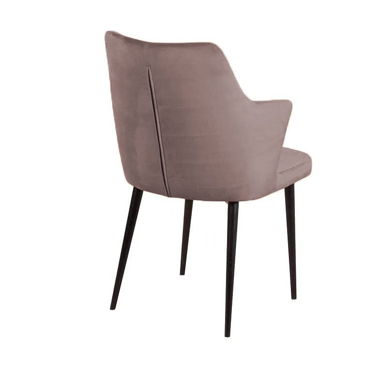 Стул с подлокотниками Хант, бархат пепельно-бежевый 25 / чёрный конус