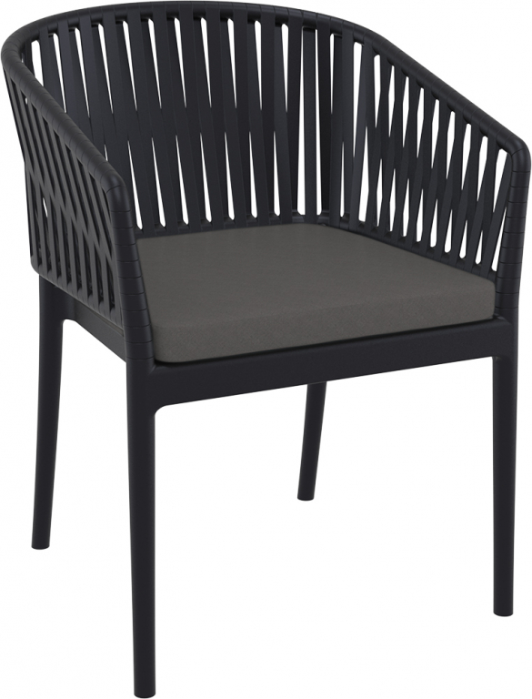 Кресло пластиковое с подушками Portofino черный, темно-серый