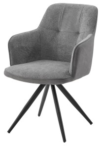Стул НОРМАН 360 град., цвет BELLA-13/CYPRUS-10 серый, шенилл/замша / черный каркас