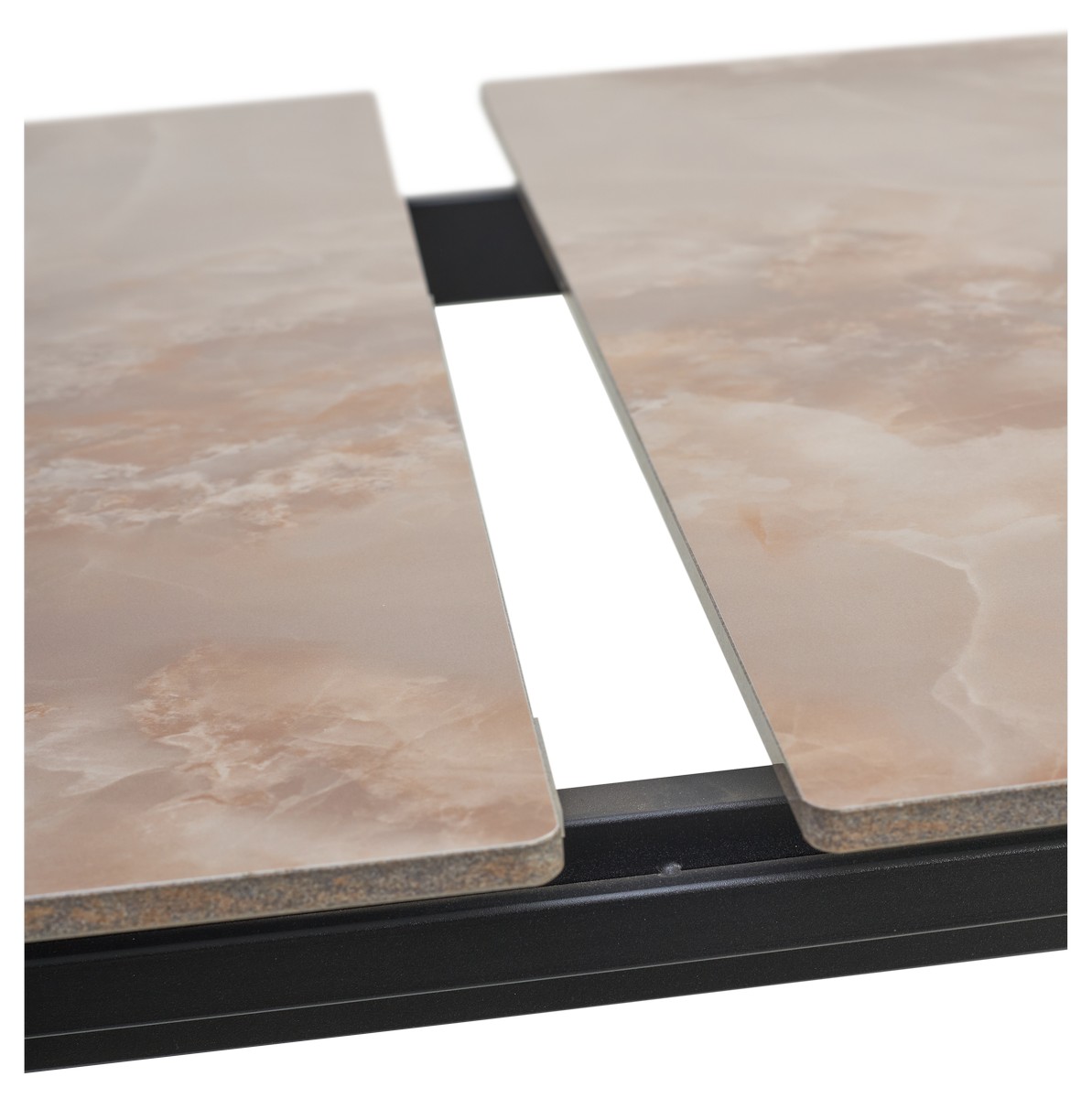 Стол КОРНЕР (CORNER) 120 цвет АМБЕР ЖАДЕ (GLOSS AMBER JADE SOLID CERAMIC) / ЧЕРНЫЙ, ®DISAUR