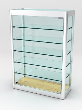 Витрина из профиля настенная "ВАЙБ ИКС" №2-5П-С-220 (задняя стенка Cтекло), Дуб Золотистый