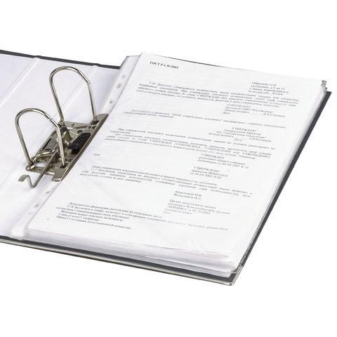 Папка-регистратор BRAUBERG с покрытием из ПВХ, 80 мм, с уголком, серая (удвоенный срок службы), 227190