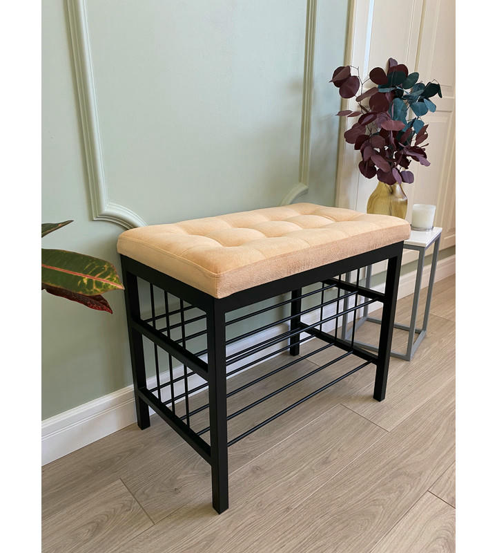 Банкетка Сканди-60-2-х полочная (персиковый/черный)