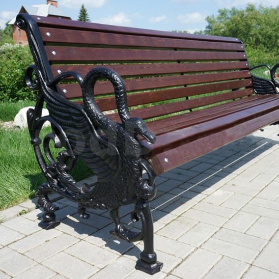Скамейка парковая чугунная Лебеди