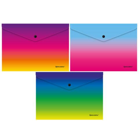 Папка-конверт СУПЕР КОМПЛЕКТ 6 ШТ. с кнопкой BRAUBERG GRADE, А4, градиент, ПЛОТНЫЕ 0,18 мм, 271965
