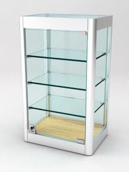 Витрина из профиля настенная "ВАЙБ ИКС" №6-3П-С-220 (задняя стенка Cтекло), Дуб Золотистый