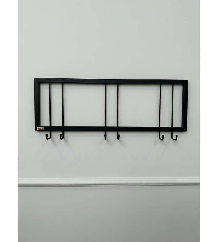 Вешалка настенная металлическая с крючками -73 (черный)