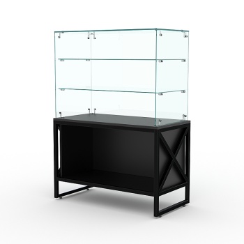 Торговый стеклянный прилавок "ЛОФТ СТИЛЬ" №27 (без дверок), Черный