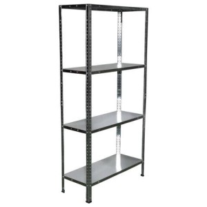 Стеллаж металлический BOOMHOUSE (БУМХАУС) 1500x750x300 мм, 4 полки, нагрузка на стеллаж до 120 кг, серебристый, 291418