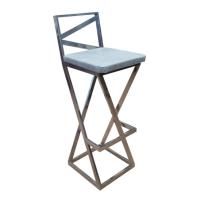 Стул барный Лофт, каркас хром, серая экокожа