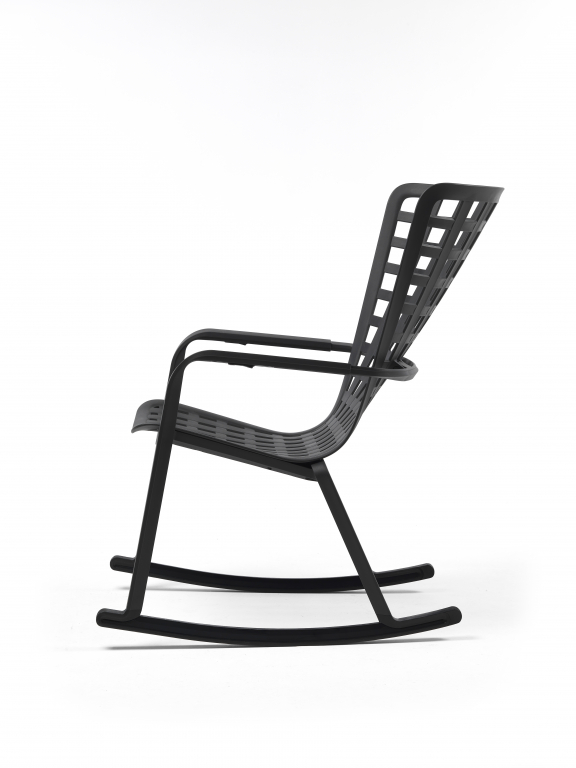 Кресло-качалка пластиковое с подушкой Folio антрацит, серый