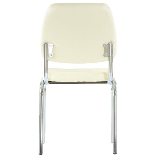 Стул для посетителей хром, бежевая кожа
