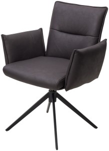 Стул ДИН (DEAN) 360 град.поворот. цвет ТЕМНО-СЕРЫЙ, экокожа Maison 99# / Черный, ®DISAUR