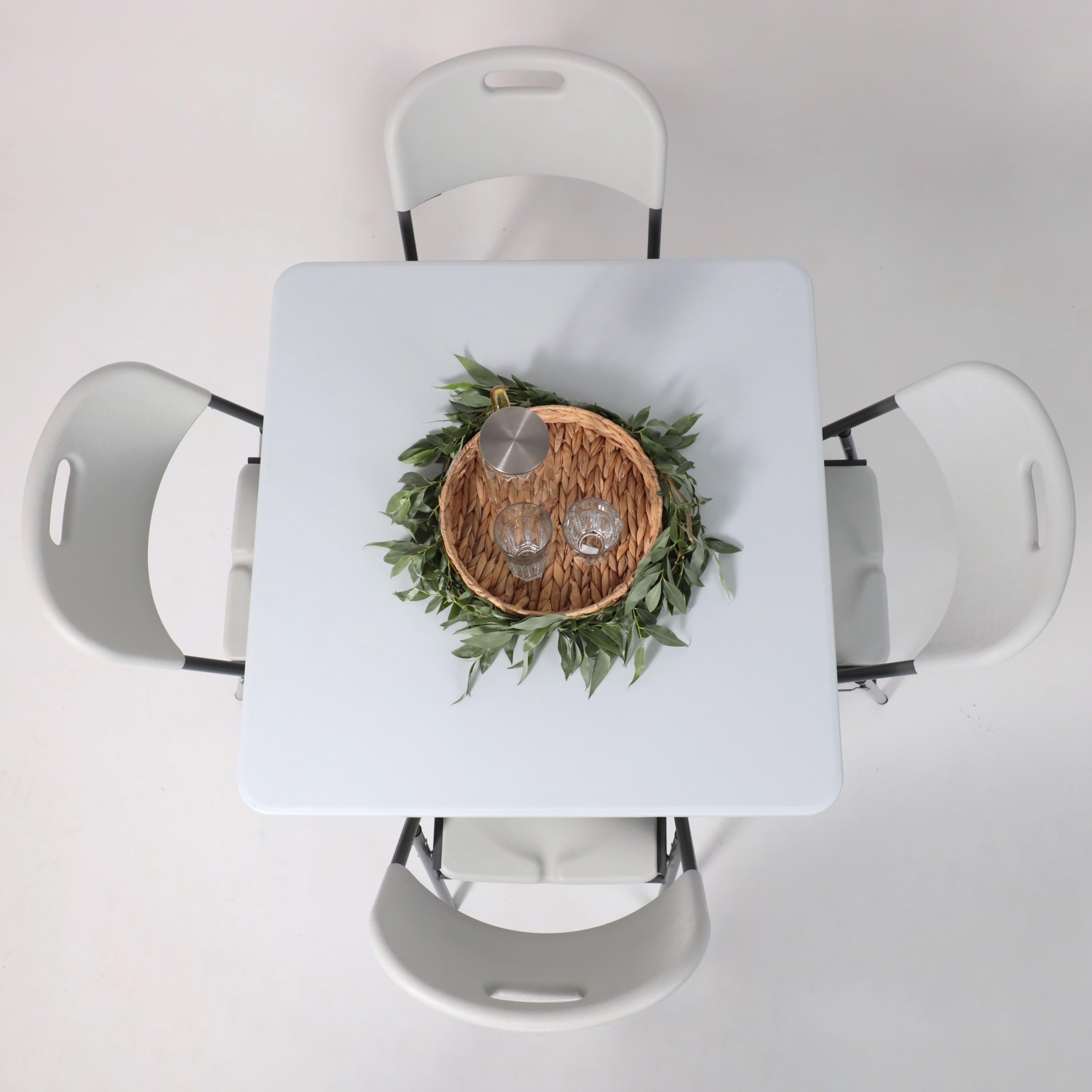 Стол садовый складной, белый, hdpe-пластик, квадратный