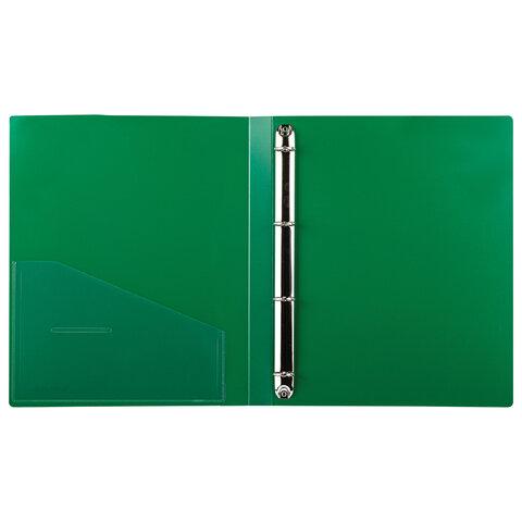 Папка на 4 кольцах, ширина 25 мм, BRAUBERG EXTRA, до 170 листов, ЗЕЛЕНАЯ, 0,7 мм, 270546