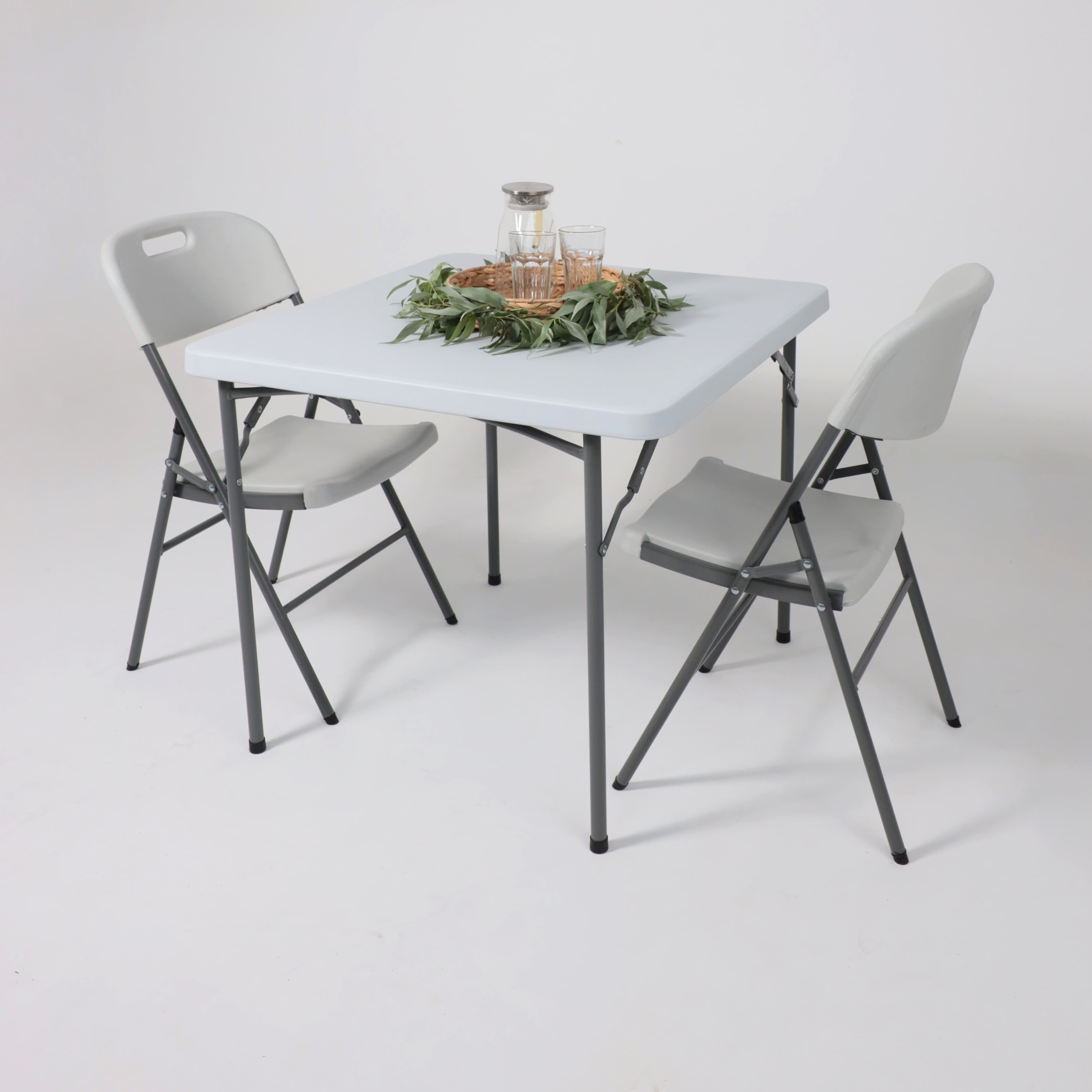 Стол садовый складной, белый, hdpe-пластик, квадратный