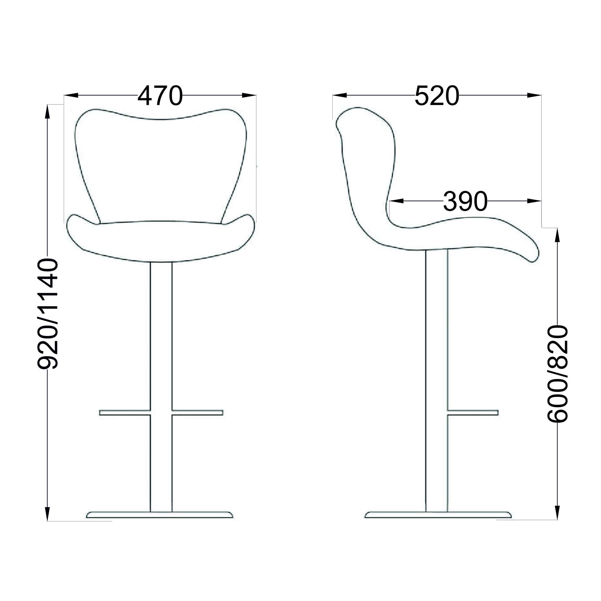 Стул барный Mist, черный, экокожа