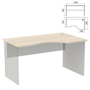 Стол эргономичный ЧАСТЬ 1 "Арго", 1400х900х760 мм, правый, ясень шимо