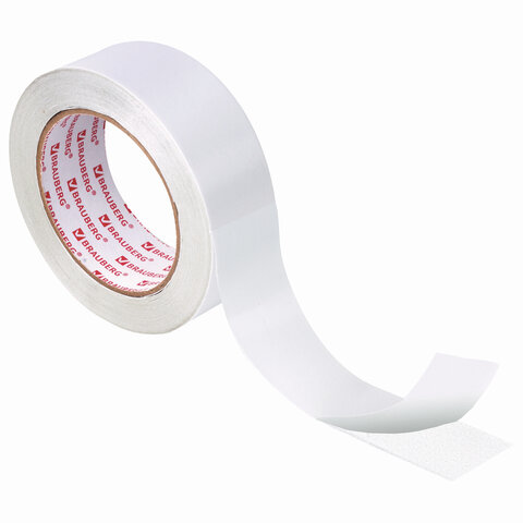 Клейкая двусторонняя лента 38 мм х 25 м, ТОНКАЯ ОСНОВА полипропилен, 90 микрон, BRAUBERG, 606426