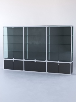 Витрина "ПРЯМОУГОЛЬНАЯ" №2-3м-400-1 (задняя стенка - ДВП), Черный