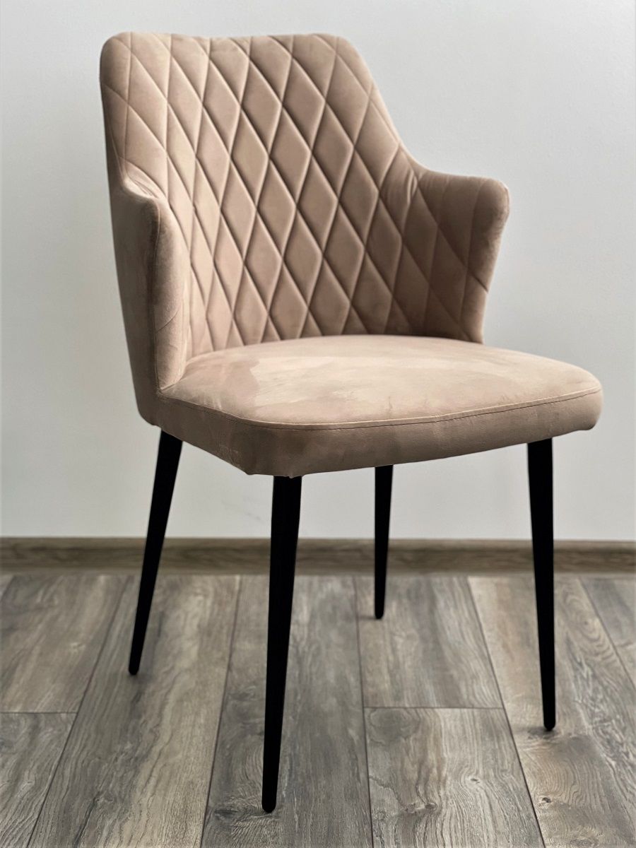 Стул HERMAN БЕЖЕВЫЙ #5, велюр / черный каркас