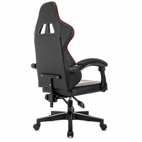 Кресло компьютерное BRABIX "Shooter GM-123", 2 подушки, экокожа, черное/красное, 533190