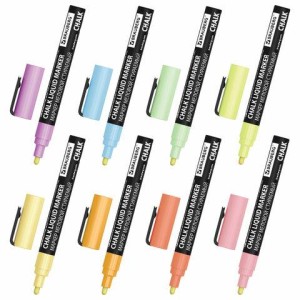 Маркеры меловые CHALK LIQUID MARKER, ПАСТЕЛЬ, НАБОР 8 ЦВЕТОВ, 3 мм, стираемые, BRAUBERG "CHALK", 152598