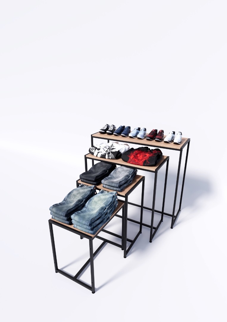 Стол TEVOLO демонстрационный черный-дуб сонома В60Ш120Г45