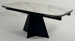 Стол САХАРА 180 цвет БЕЛЫЙ МРАМОР АКТИВНЫЙ , керамика / Черный каркас