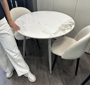Стол МИЛТОН D89 PANDORA LIGHT  122 BG, керамика / Черный каркас