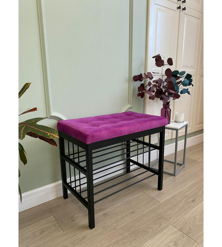 Банкетка Сканди-60-2-х полочная (фуксия/черный)