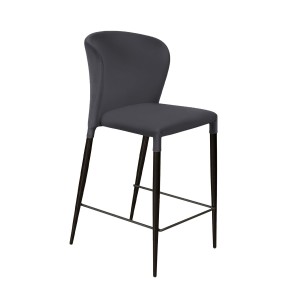 Стул полубарный Альберт, бархат серый 27 /опора конус