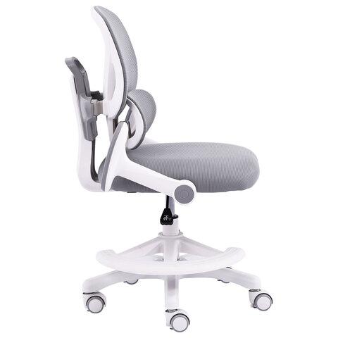 Кресло детское с подставкой для ног BRABIX KIDS "MG-220", сетка/ткань TW, серое, 533315
