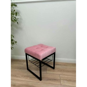 Банкетка Марсей 40-44 с полкой (светло-розовый/черный)