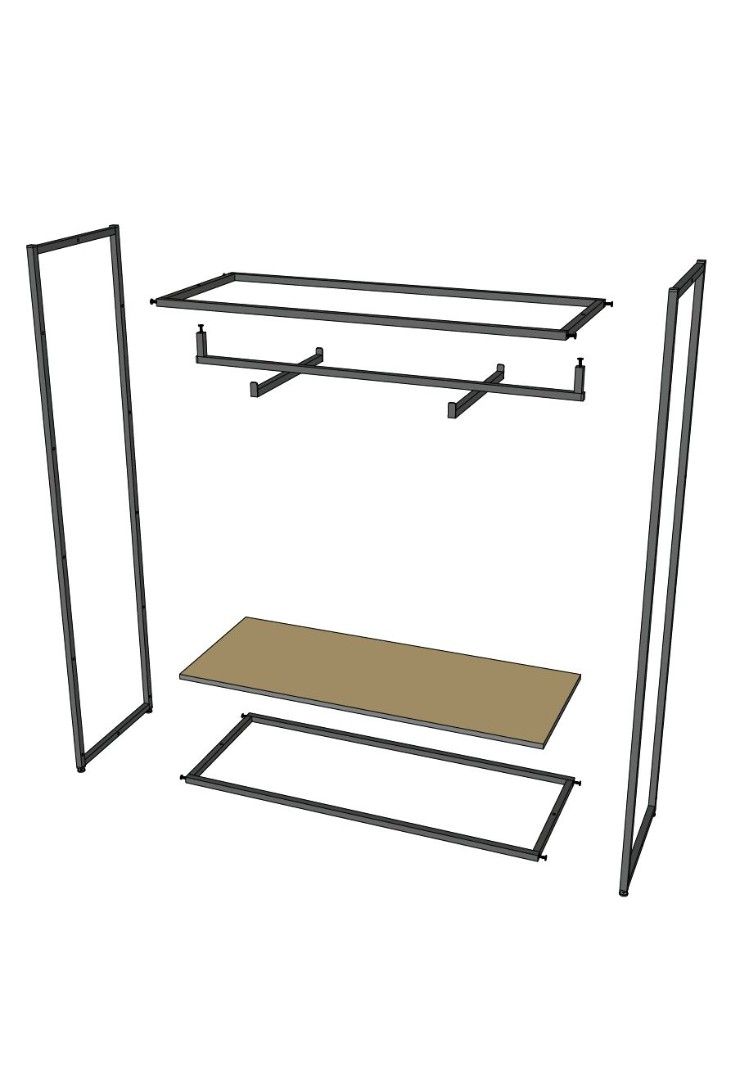Стеллаж для одежды в стиле Лофт A17120-01-ЧЧ (170х120х45)
