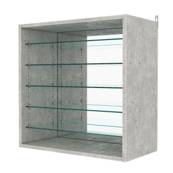 Витрина настенная с регулировочными полками №1-6ГГ-РЕГ с зеркалом, Метрополитан Грей