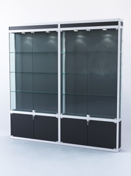 Витрина "ПРЯМОУГОЛЬНАЯ" №1-2м-200-1 (задняя стенка - ДВП), Черный