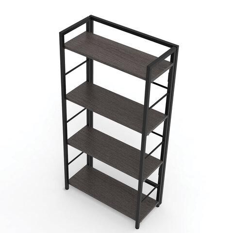 Стеллаж BRABIX "Smart SH-005", 605х290х1193 мм, ЛОФТ, прямой, складной, металл/ЛДСП ясень, каркас черный, 641869