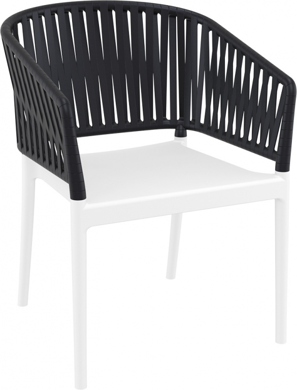 Кресло пластиковое с подушкой Portofino белый, черный, темно-серый